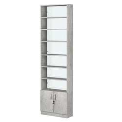 Стеллаж из ДСП с 6-ю полками 200x600 мм серии LEVEL-6 №3-1 (З/C - СТЕКЛО), Метрополитан Грей