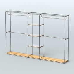 Торговая система ХРОМ без ДСП 3030 мм с зеркальными полками и поручнями №4, Дуб Золотистый