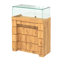 Торговый прилавок с утопленным фасадом и широкими ящиками №УФ-4-900, Дуб Золотистый