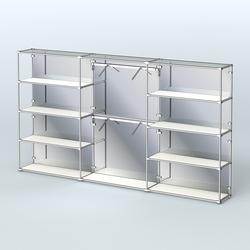 Торговая система ХРОМ (задняя стенка - зеркало) 3600 мм с полками ДСП и поручнями №6, Белый