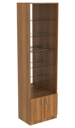 Витрина СЭСП-О №2-400 (З/C - Зеркало) со стеклянными полками, Орех