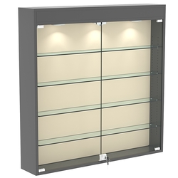 Настенная витрина с бархатом серии БАРОН №4-4А (четыре полки), Темно-Серый + 01 Cream