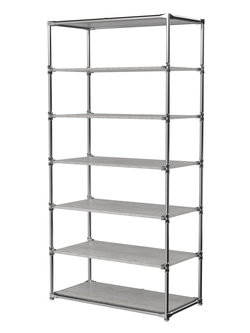 Пристенный торговый стеллаж ЛАЙТ с глубокими полками ДСП №4, Метрополитан Грей