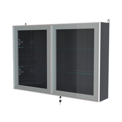 Витрина настенная №3-1А широкая со стеклянными полками серии Collecto, Антрацит