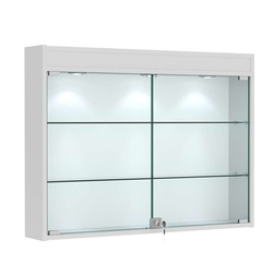 Витрина настенная №3-3А широкая с двумя полками и фризом, Серый