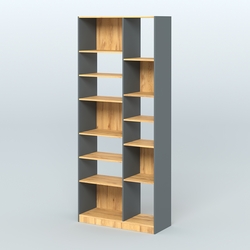 Стеллаж из ДСП серии ЛОФТ №9-2 с полками ДСП, Темно-Серый  + Дуб Золотистый