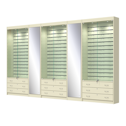 Комплект витрин под очки №10+1+10+1+10 (закрытый доступ), Крем Вайс