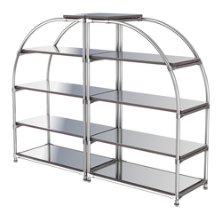 Комбинация стендов TD-06 №1-5 (с полками Зеркало 4мм), Ясень Анкор темный