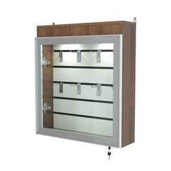 Витрина настенная №1-2Б с эконом панелью и фризом серии Collecto, Орех