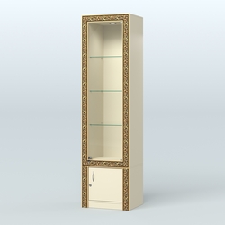 Витрина из ДСП с декором №ВБА-2, Крем Вайс