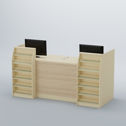 Ресепшен Атлант с накладными планками и наклонными полками №7, Крем Вайс и Дуб Сонома U2236-5