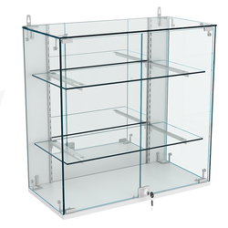 Витрина настенная НЕО №1-3 с зеркалом и двумя полками, Серый