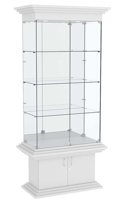 Витрина широкая с тремя полками и зеркалом КОЛОСС №3, Серый