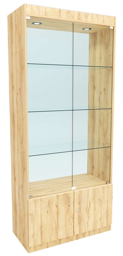 Стеклянная витрина №1-2 с каркасом из ДСП (задняя стенка стекло), Дуб Золотистый