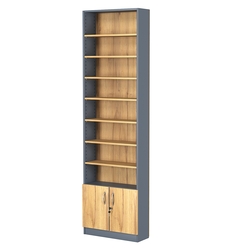 Стеллаж из ДСП с 7-ю полками 200x600 мм серии LEVEL-7 №3 (З/C - ДВП), Темно-серый и Дуб Золотистый