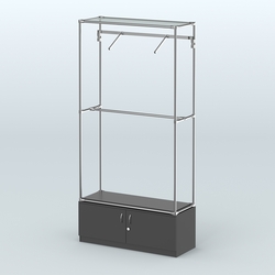 Торговая система ХРОМ без ДСП 1200 мм №4-4 с тумбой Т-21 и поручнями, Черный