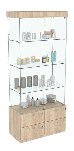 Витрина ХРУСТАЛЬ №1 прямоугольная (задняя стенка - стекло), Дуб сонома