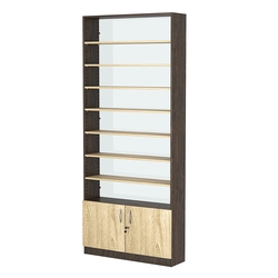 Стеллаж из ДСП с 7-ю полками 250x900 мм серии LEVEL-7 №11-1 (З/C - СТЕКЛО), Дуб Венге + Дуб Сонома