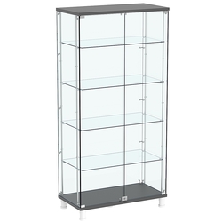 Витрина РОНДО с регулировочными полками №4-1-РЕГ на ножках (задняя стенка стекло), Темно-Серый