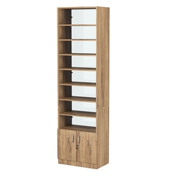 Стеллаж из ДСП с 7-ю полками 350x600 мм серии LEVEL-7 №6-1 (З/C - СТЕКЛО), Дуб Канзас коричневый