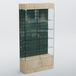 Витрина СЕТЬ №3-П с экономпанелью и полками, Дуб Сонома + Дуб Венге