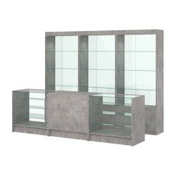 Комплект витрин ЭК-02 и прилавков ЭК-4, Бетон Чикаго светло-серый F186 ST9