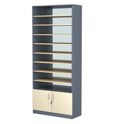 Стеллаж из ДСП с 8-ю полками 400x900 мм серии LEVEL-8 №14-2 (З/C - ЗЕРКАЛО), Темно-серый + Крем Вайс