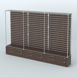 Торговая система ХРОМ (задняя стенка - Экономпанель) №9 с тумбами Т-14, Дуб Венге