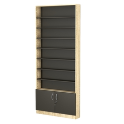 Стеллаж из ДСП с 7-ю полками 150x900 мм серии LEVEL-7 №9 (З/C - ДВП), Дуб Сонома + Черный