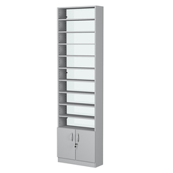 Стеллаж из ДСП с 9-ю полками 200x600 мм серии LEVEL-9 №3-1 (З/C - СТЕКЛО), Серый