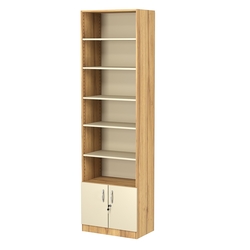 Стеллаж из ДСП с 5-ю полками 350x600 мм серии LEVEL-5 №6 (З/C - ДВП), Дуб Золотистый и Крем Вайс