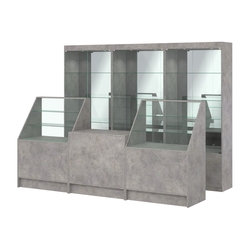 Комплект витрин ЭК-03 и прилавков ЭК-7, Бетон Чикаго светло-серый F186 ST9