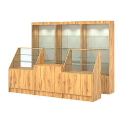 Комплект витрин ЭК-01 и прилавков ЭК-7, Дуб Золотистый