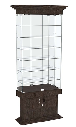 Витрина узкая с 6-ю полками и подсветкой ДОНЖОН №32, Дуб Венге