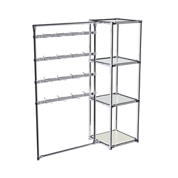 Хромированное вешало ШТАНГА №1-4 с зеркальными полками 4 мм, Белый