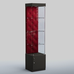 Высокая стеклянная витрина КАПИТОНЕ №2, Черный + 07 Dk. Red Велюр