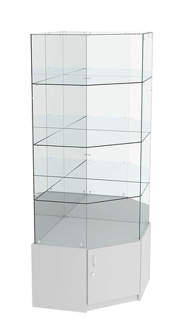 Витрина "Истра" угловая №116, пятигранная, (З.С-зеркало), без дверей., Серый