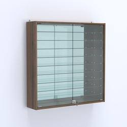 Витрина настенная №204-6А зеркальная с девятью полками, Орех