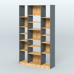Стеллаж из ДСП серии ЛОФТ №12-2 с полками ДСП, Темно-Серый  + Дуб Золотистый