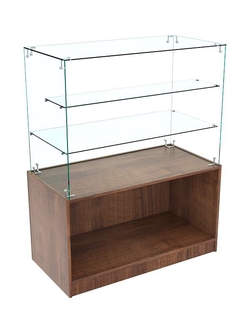 Прилавок Истра с двумя стеклянными полками №7 (открытый), Орех