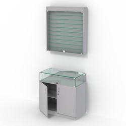 Комбинированный прилавок-витрина с дверками из прозрачного стекла КПВ-14-07, Серый