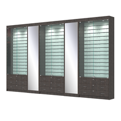 Комплект витрин под очки №10+1+10+1+10 (закрытый доступ), Дуб Венге