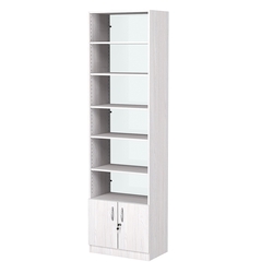 Стеллаж из ДСП с 5-ю полками 350x600 мм серии LEVEL-5 №6-1 (З/C - СТЕКЛО), Ясень Анкор светлый