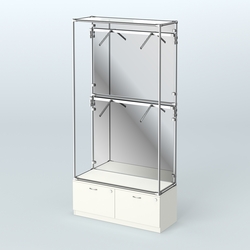 Торговая система ХРОМ (задняя стенка - зеркало) 1200 мм №3-3 с тумбой Т-15 и поручнями, Белый