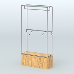 Торговая система ХРОМ без ДСП 1200 мм №2-2 с тумбой Т-14 и поручнями, Дуб Золотистый