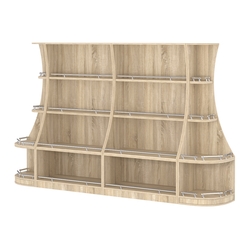 Пристенный низкий стеллаж ГАРАНТ №2-О с ограничителями, Дуб Сонома