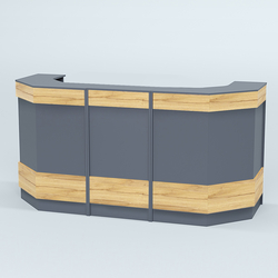 Ресепшен серии ПРАЙМ №6Б со скошенными углами, Темно-серый и Дуб Золотистый