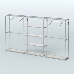 Торговая система ХРОМ без ДСП 3600 мм с зеркальными полками и поручнями №10, Метрополитан Грей