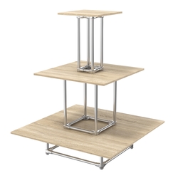 Торговый хромированный остров ПИРАМИДА №1 (полки ДСП 16мм), Дуб Сонома