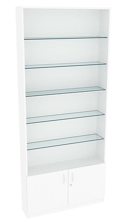 Витрина СЭСП-О №1-200 (З/C - ДВП) со стеклянными полками, Белый